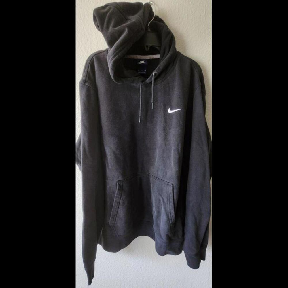 Vintage 90's Nike Hoodie Black Size XL Blank Side Swoosh Faded Light Distressing